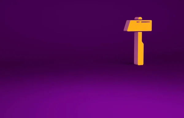 Ікона Orange Hammer ізольована на фіолетовому фоні. Обладнання для ремонту. Концепція мінімалізму. 3D-рендеринг — стокове фото