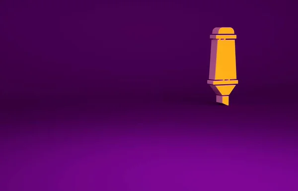 Icono de lápiz marcador naranja aislado sobre fondo púrpura. Concepto minimalista. 3D ilustración 3D render —  Fotos de Stock