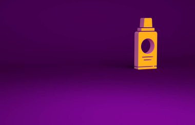 Mor arka planda izole edilmiş turuncu şampuan ikonu. Minimalizm kavramı. 3d illüstrasyon 3B canlandırma