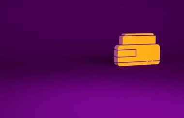 Portakal kremi ya da losyon kozmetik tüp ikonu mor arka planda izole edilmiş. Erkekler için vücut bakım ürünleri. Minimalizm kavramı. 3d illüstrasyon 3B canlandırma