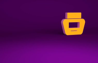 Portakal kremi ya da losyon kozmetik tüp ikonu mor arka planda izole edilmiş. Erkekler için vücut bakım ürünleri. Minimalizm kavramı. 3d illüstrasyon 3B canlandırma