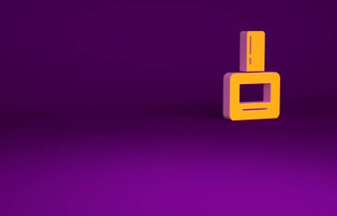 Mor arka planda izole edilmiş turuncu tırnak cilası ikonu. Minimalizm kavramı. 3d illüstrasyon 3B canlandırma