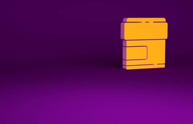 Portakal kremi ya da losyon kozmetik tüp ikonu mor arka planda izole edilmiş. Erkekler için vücut bakım ürünleri. Minimalizm kavramı. 3d illüstrasyon 3B canlandırma