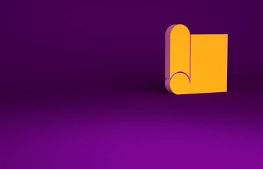 Mor zemin üzerinde izole edilmiş, mühendislik simgesi için turuncu çizim kağıdı. Minimalizm kavramı. 3d illüstrasyon 3B canlandırma