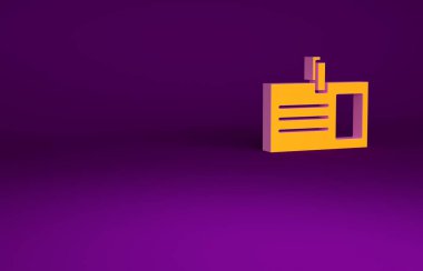 Mor arka planda izole edilmiş turuncu kimlik simgesi. Sunum için, şirketin kimliği için, reklam için kullanılabilir. Minimalizm kavramı. 3d illüstrasyon 3B canlandırma