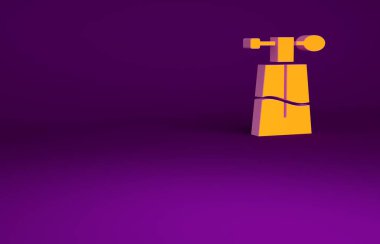 Mor arkaplanda izole edilmiş turuncu parfüm ikonu. Minimalizm kavramı. 3d illüstrasyon 3B canlandırma