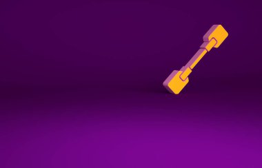 Mor arkaplanda izole edilmiş turuncu Paddle simgesi. Kürek çekin. Minimalizm kavramı. 3d illüstrasyon 3B canlandırma