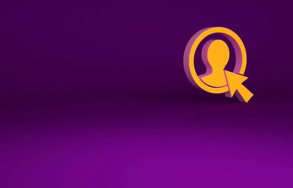 Oranje Maak account scherm pictogram geïsoleerd op paarse achtergrond. Minimalisme concept. 3d illustratie 3D renderen — Stockfoto