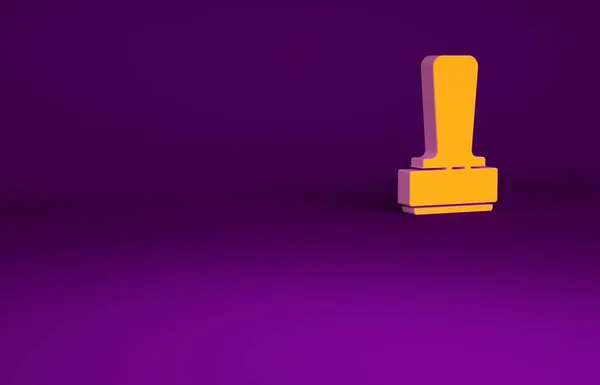 Icono de sello naranja aislado sobre fondo púrpura. Concepto minimalista. 3D ilustración 3D render —  Fotos de Stock