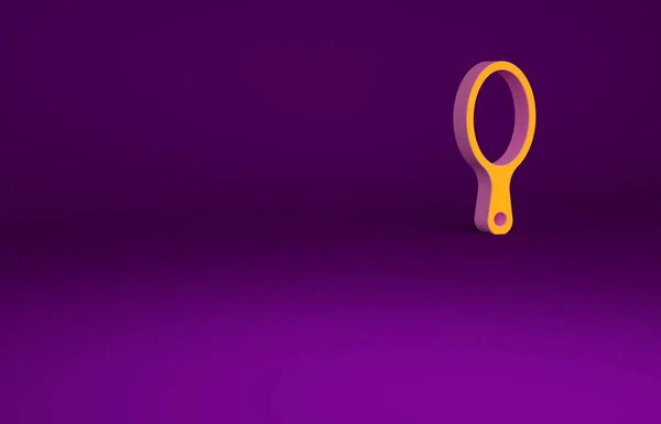 Icône miroir main orange isolé sur fond violet. Concept de minimalisme. Illustration 3D rendu 3D — Photo