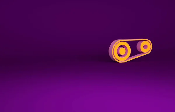 Arancione Timing cintura icona isolato su sfondo viola. Concetto minimalista. Illustrazione 3d rendering 3D — Foto Stock