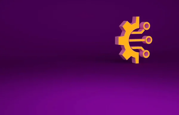 Icône Algorithme orange isolée sur fond violet. Conception de symboles algorithmiques de la collection Intelligence Artificielle. Concept de minimalisme. Illustration 3D rendu 3D — Photo