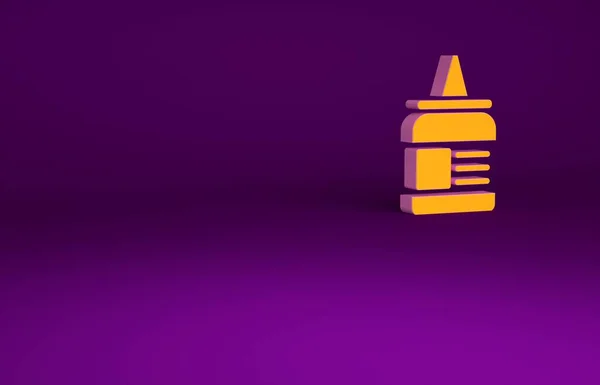 Icône de colle orange isolée sur fond violet. Concept de minimalisme. Illustration 3D rendu 3D — Photo