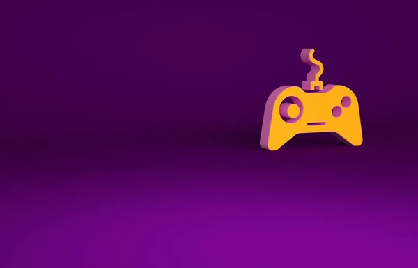 Gamepad naranja icono aislado sobre fondo púrpura. Controlador de juego. Concepto minimalista. 3D ilustración 3D render — Foto de Stock