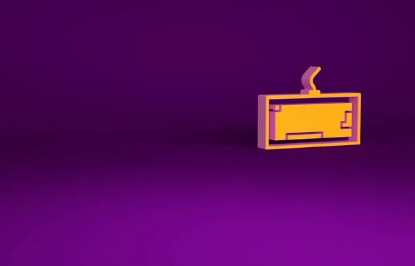 Orange Computer keyboard icon isolated on purple background. PC component sign. Minimalism concept. 3d illustration 3D render