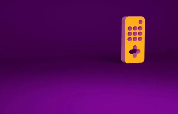 Orange Remote vezérlő ikon elszigetelt lila háttér. Minimalizmus koncepció. 3d illusztráció 3D render — Stock Fotó