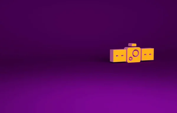 Oranje Smartwatch icoon geïsoleerd op paarse achtergrond. Minimalisme concept. 3d illustratie 3D renderen — Stockfoto