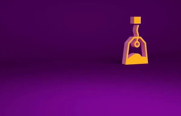 Icono de bolsa de té naranja aislado sobre fondo púrpura. Concepto minimalista. 3D ilustración 3D render —  Fotos de Stock
