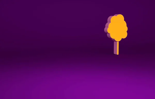 Ícone de algodão doce laranja isolado no fundo roxo. Conceito de minimalismo. 3D ilustração 3D render — Fotografia de Stock