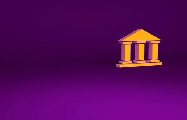 Icona dell'edificio dell'Orange Museum isolata su sfondo viola. Concetto minimalista. Illustrazione 3d rendering 3D — Foto Stock