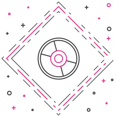 Satır CD veya DVD disk simgesi beyaz arkaplanda izole edildi. Küçük disk işareti. Renkli taslak konsepti. Vektör İllüstrasyonu.