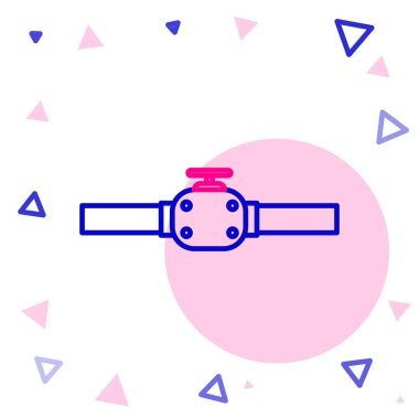 Çizgi endüstrisi metalik borular ve beyaz arka planda izole edilmiş kapakçık simgesi. Renkli taslak konsepti. Vektör İllüstrasyonu.