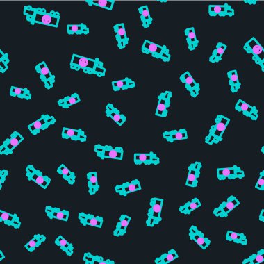 Çizgi Tanker ikonu siyah arka planda kusursuz desen izole etti. Petrol tankeri, petrol kamyonu, sarnıç, petrol karavanı. Vektör İllüstrasyonu.