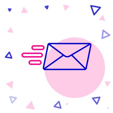 Beyaz arkaplanda çizgi ekspres zarf simgesi izole edildi. E- posta mektup sembolü. Renkli taslak konsepti. Vektör İllüstrasyonu.