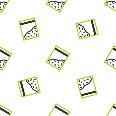 Çizgi plastik torba dolusu uyuşturucu ikonu beyaz arka planda izole edilmiş pürüzsüz desen. Sağlık tehlikesi. Vektör İllüstrasyonu.