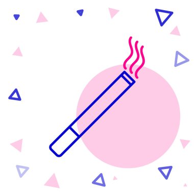 Beyaz arkaplanda çizgi sigara simgesi izole edildi. Tütün tabelası. Sigara içme sembolü. Renkli taslak konsepti. Vektör İllüstrasyonu.