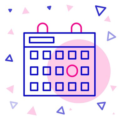 Beyaz arkaplanda çizgi doğum günü takvimi simgesi izole edildi. Renkli taslak konsepti. Vektör İllüstrasyonu.