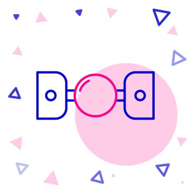 Beyaz arka planda izole edilmiş deri kemer simgesi olan çizgi silikon topu ağzı. Fetiş aksesuarı. Erkekler ve kadınlar için seks oyuncağı. Renkli taslak konsepti. Vektör İllüstrasyonu.