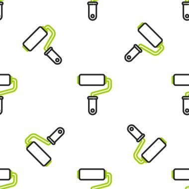 Çizgi boyası fırça simgesi beyaz arkaplanda izole edilmiş pürüzsüz desen. Vektör İllüstrasyonu.