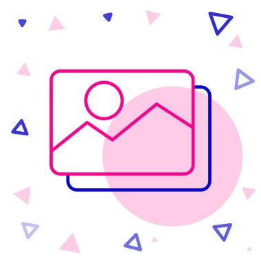 Çizgi Resim manzara simgesi beyaz arkaplanda izole edildi. Renkli taslak konsepti. Vektör İllüstrasyonu.