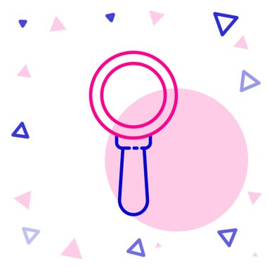 Beyaz arkaplanda izole edilmiş çizgi büyüteç simgesi. Arama, odaklanma, yakınlaştırma, iş sembolü. Renkli taslak konsepti. Vektör İllüstrasyonu.