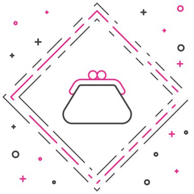 Hat debriyaj çantası simgesi beyaz arkaplanda izole edildi. Kadın el çantası. Renkli taslak konsepti. Vektör İllüstrasyonu.