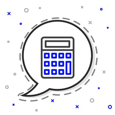 Satır Hesap Makinesi simgesi beyaz arkaplanda izole edildi. Muhasebe sembolü. İş hesaplamaları matematik eğitimi ve finans. Renkli taslak konsepti. Vektör İllüstrasyonu.