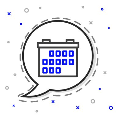 Çizgi Takvimi simgesi beyaz arkaplanda izole edildi. Olay hatırlatma sembolü. Renkli taslak konsepti. Vektör İllüstrasyonu.