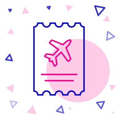 Line Airlines bilet ikonu beyaz arka planda izole edildi. Uçak bileti. Renkli taslak konsepti. Vektör İllüstrasyonu.