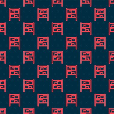 Kırmızı çizgi Depo simgesi siyah arka planda kusursuz desen izole etti. Vektör İllüstrasyonu.