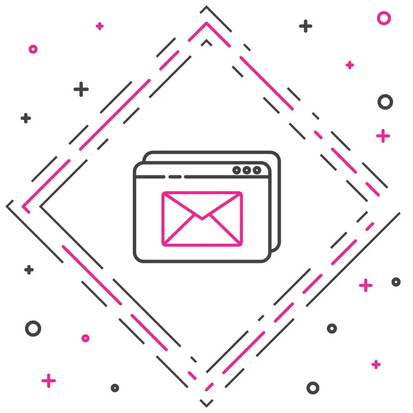 Linha Website Envelope Nova Mensagem Ícone Mail Isolado Fundo Branco — Vetor de Stock