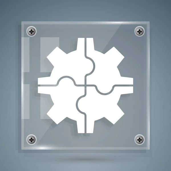 White Gear Symbol Isoliert Auf Grauem Hintergrund Zeichen Der Zahnradeinstellungen — Stockvektor
