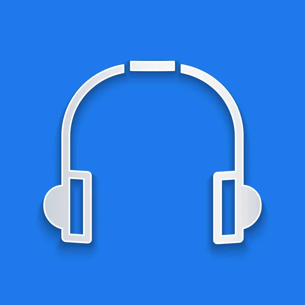 Papel Corte Headphones Ícone Isolado Fundo Azul Fones Ouvido Conceito — Vetor de Stock