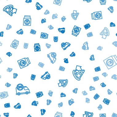 Hattı arabayla hızlı dağıtım, internetten pizza siparişi ve kusursuz bir şablon. Vektör.