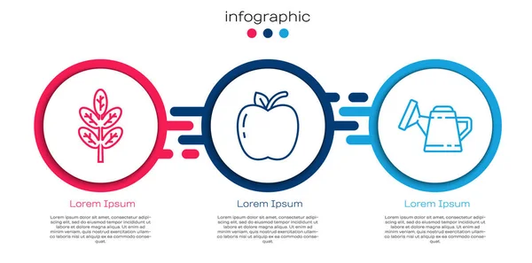 Aseta Linja Leaf Tai Lehtiä Apple Kastelukannu Business Infografinen Malli — vektorikuva
