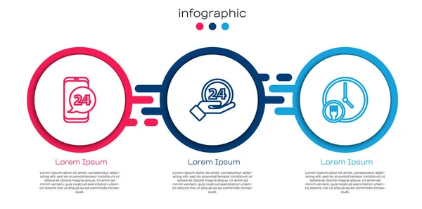 Установить Линию Заказа Продуктов Питания Часы Часа Круглосуточная Доставка Бизнес — стоковый вектор