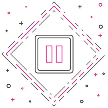 Satır Duraklat simgesi beyaz arkaplanda izole edildi. Renkli taslak konsepti. Vektör İllüstrasyonu.