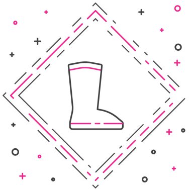 Çizmeye dayanıklı lastik bot simgesi beyaz arkaplanda izole edildi. Yağmurlu hava, balıkçılık, bahçe işleri için çizme. Renkli taslak konsepti. Vektör İllüstrasyonu.