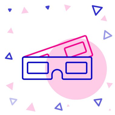 Çizgi 3 boyutlu sinema gözlüğü simgesi beyaz arkaplanda izole edildi. Renkli taslak konsepti. Vektör İllüstrasyonu.