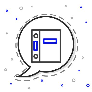 Beyaz arkaplanda dosya ve belge simgesi bulunan Satır Ofisi dizinleri izole edildi. Ofis dosyaları. Dosya arşivleme işareti. Renkli taslak konsepti. Vektör İllüstrasyonu.